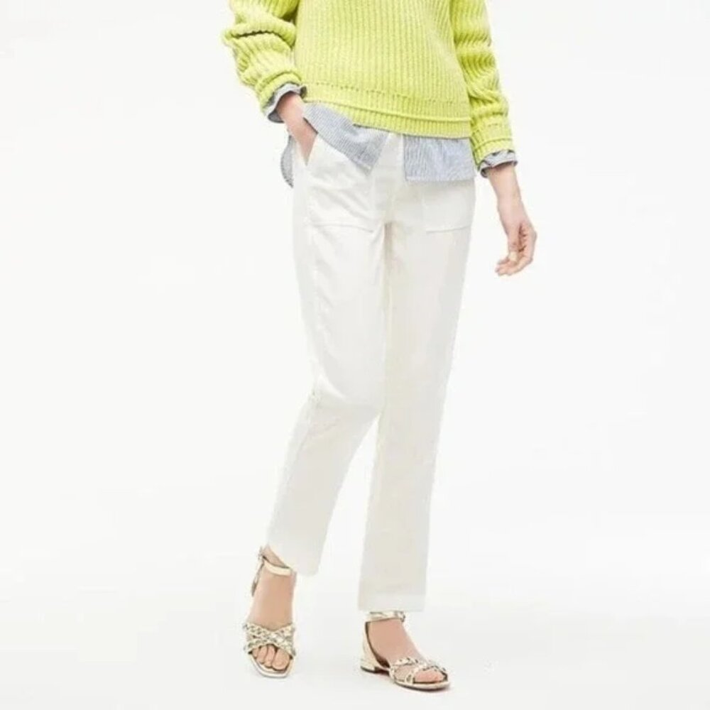 J.Crew Seaside Lyocell Zip Up Pants in Natural Cream Size 4